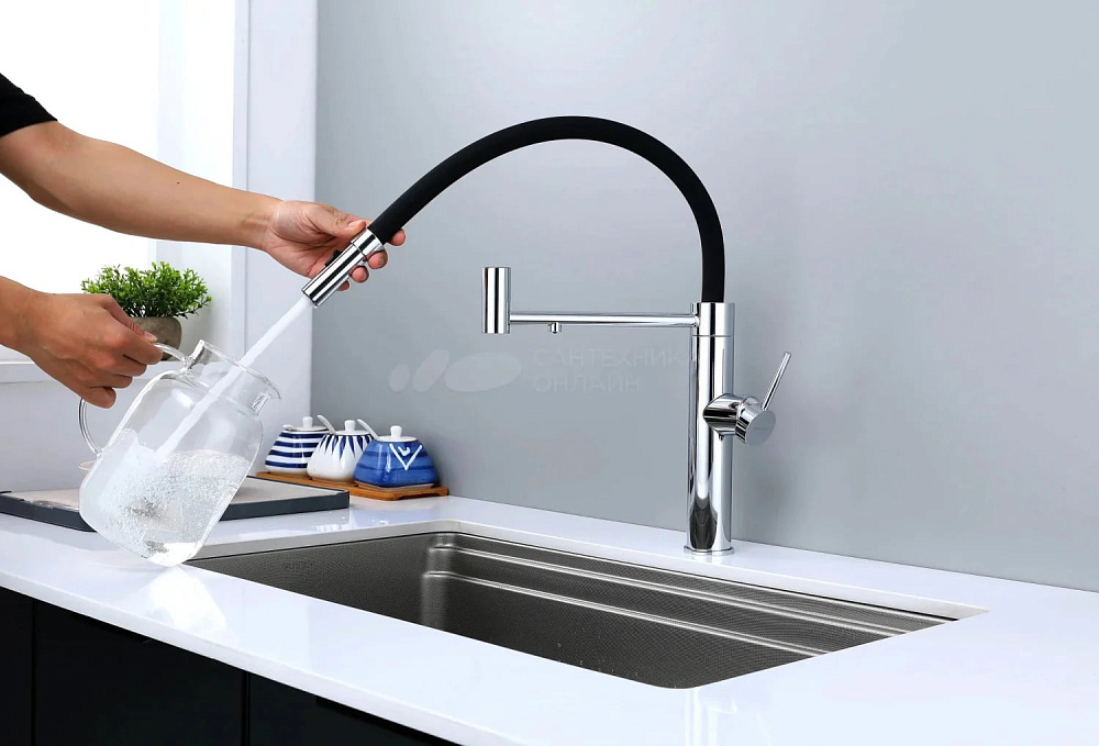 Смеситель для кухни Paulmark Ganymede Ga213199-CR с гибким изливом, хром