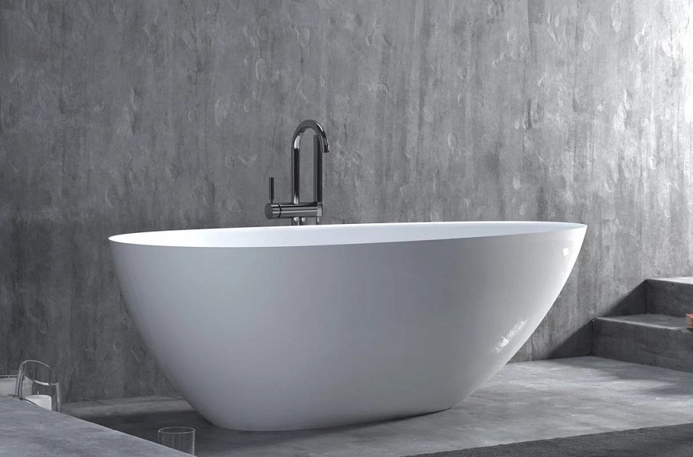 Ванна из искусственного камня Salini Paola In S-Sense 170x80 см, отдельностоящая, белая, овальная, с