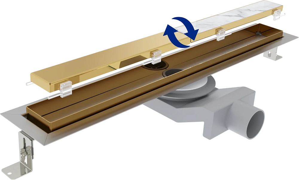 Душевой трап (лоток) Plumberia Selection PST In-Tile 100 см, золото 24К