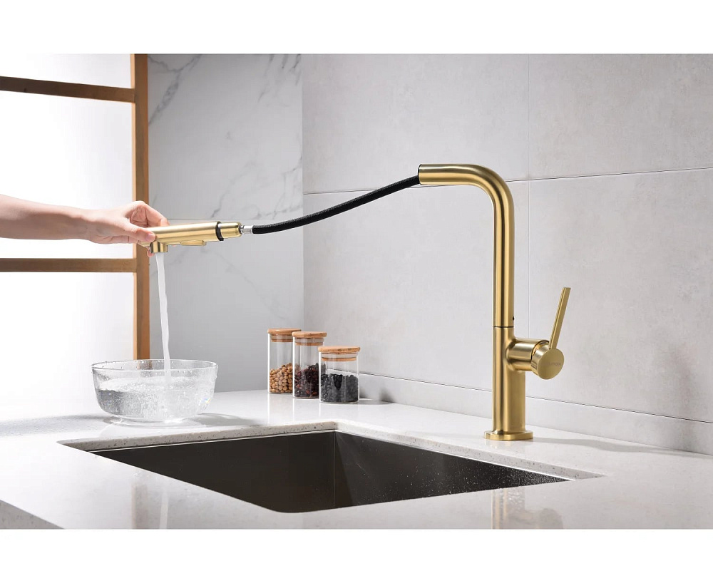 Смеситель для кухни Paulmark Neo Ne214419-LG, светлое золото