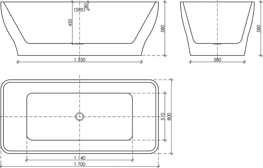 Акриловая ванна Sancos Neo 170x80 см, FB09