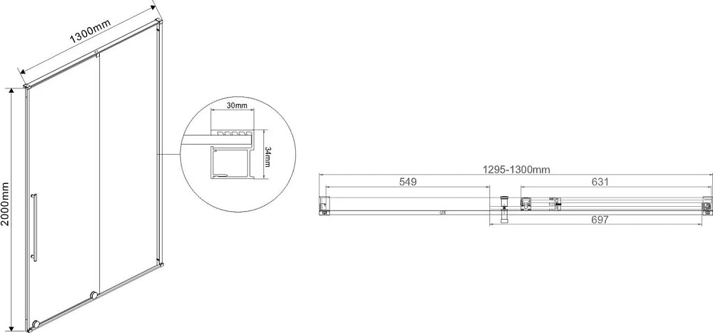 Душевая дверь в нишу Vincea Arno VPS-1A130CL 130 см, хром, стекло прозрачное