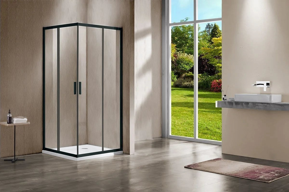 Душевой уголок Vincea Garda VSS-1G900CLB 90x90, профиль чёрный, стекло прозрачное