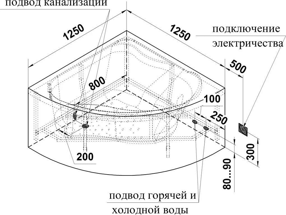 Акриловая ванна Radomir Vannesa Альтея 125x125 см, 2-01-0-0-1-219