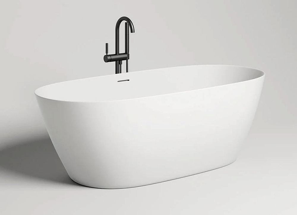 Ванна из искусственного камня Salini Alda S-Sense 180x90 см, отдельностоящая, белая, овальная, со сл