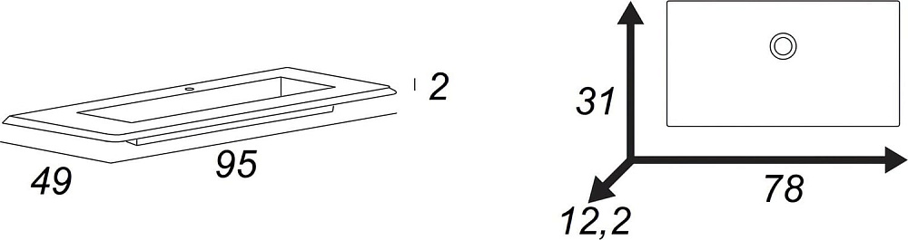 Мебельная раковина Cezares Stylus 50264 Bianco opaco 95 см