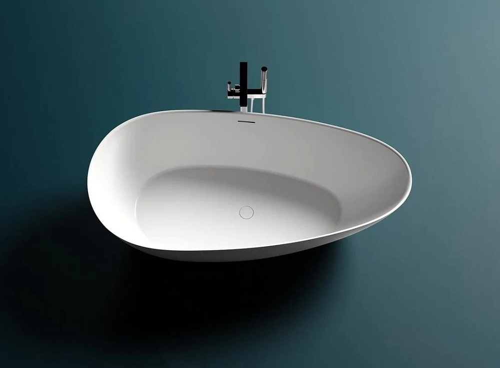 Ванна из искусственного камня Salini Paola In S-Sense 160x75 см, отдельностоящая, белая, овальная, с