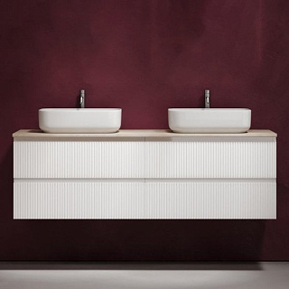 Тумба с раковиной Sancos Snob T 160 bianco, столешница бежевая TT160A2X, раковина CN5043