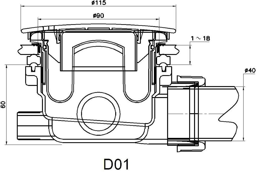 Сифон для поддона RGW Velplex QYD-01 графит