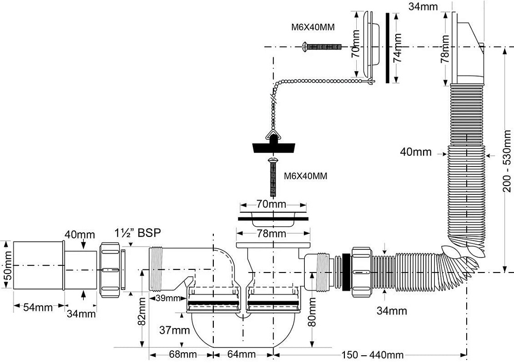 Слив-перелив McAlpine MRB1-EX