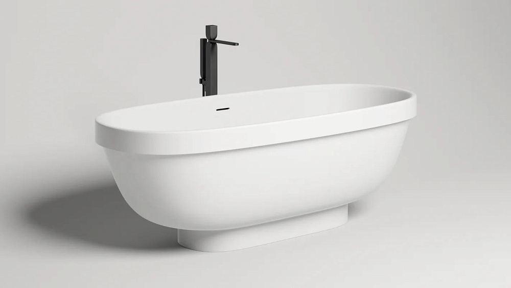 Ванна из искусственного камня Salini Greca S-Stone 180x80 см, отдельностоящая, матовая белая, овальн