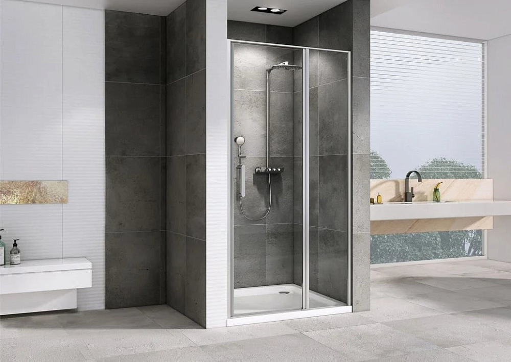 Душевая дверь в нишу Abber Sonnenstrand AG04130S 130 см, профиль хром, стекло прозрачное
