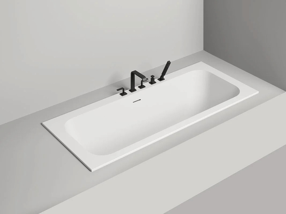 Ванна из искусственного камня Salini Orlanda Axis Kit S-Sense 180x80 см, встраиваемая, матовая белая