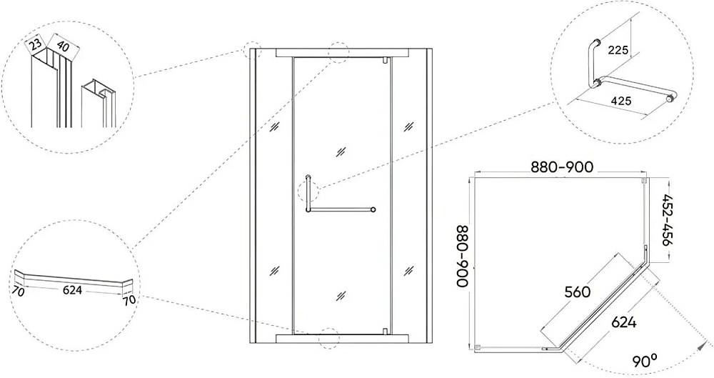Душевой уголок Veconi Rovigo RV-36B 90x90