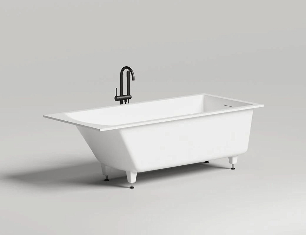 Ванна из искусственного камня Salini Cascata Kit S-Stone 180x80 см, встраиваемая, матовая белая, на 