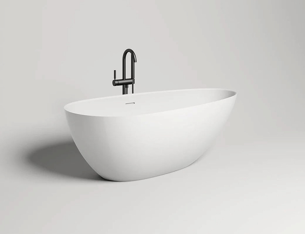 Ванна из искусственного камня Salini Paola In S-Sense 170x80 см, отдельностоящая, белая, овальная, с
