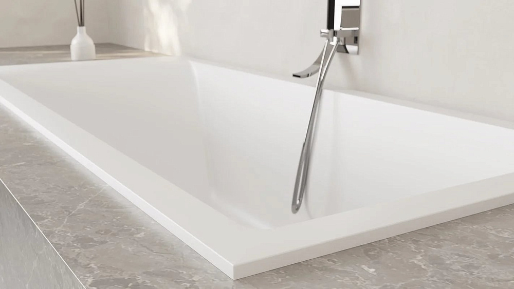 Ванна из искусственного камня Salini Cascata S-Sense 170x75 см, встраиваемая, матовая белая, на ножк