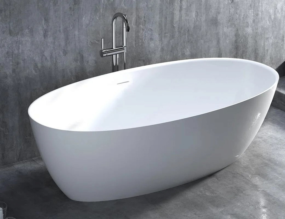 Ванна из искусственного камня Salini Alda S-Sense 180x90 см, отдельностоящая, белая, овальная, со сл
