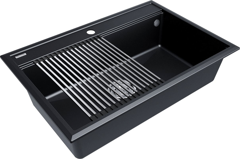 Мойка кухонная Paulmark Stepia + Step PM117551-BLM+R375-BS черный металлик