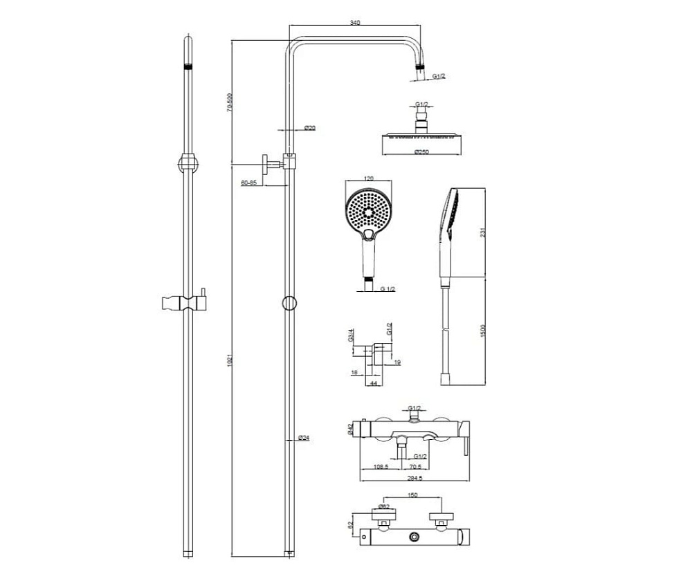 Душевая стойка AQUAme AQM8011CR, хром