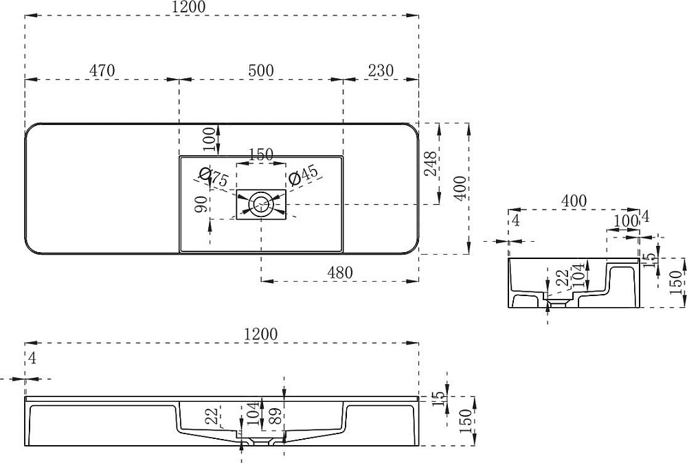 Раковина Vincea VWB-6S412MW 120 матовая белая