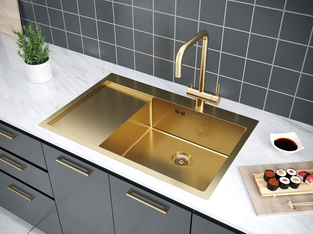 Мойка кухонная Paulmark Kroner PM217851-BGR брашированное золото R
