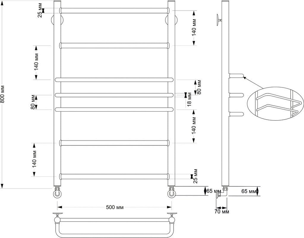 Полотенцесушитель водяной Secado Триест 50x80 бронза