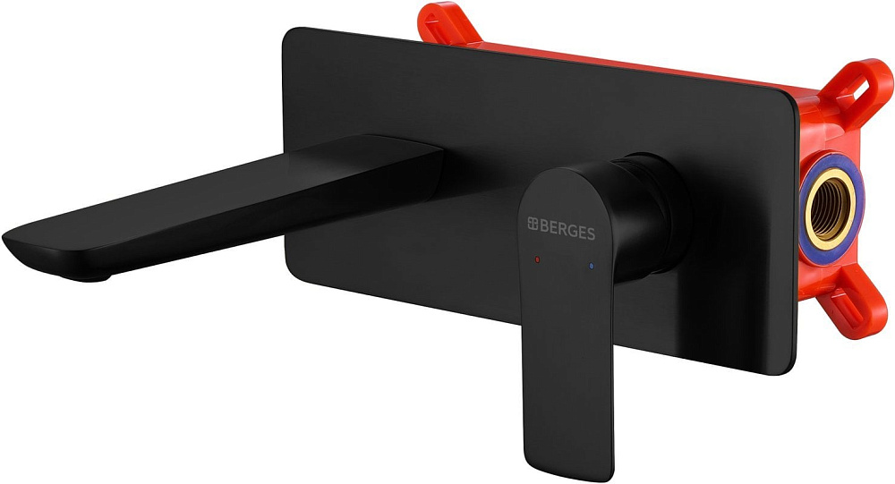 Смеситель для раковины Berges Hatch S 076036 С ВНУТРЕННЕЙ ЧАСТЬЮ, черный матовый
