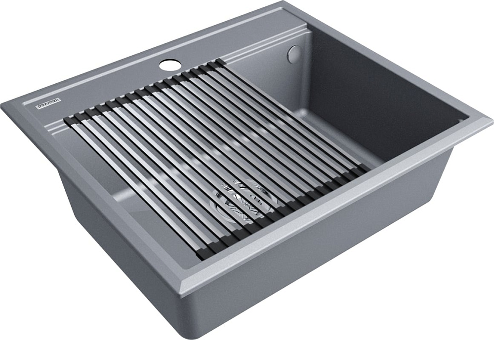 Мойка кухонная Paulmark Stepia + Step PM115951-GRM+R375-BS серый металлик