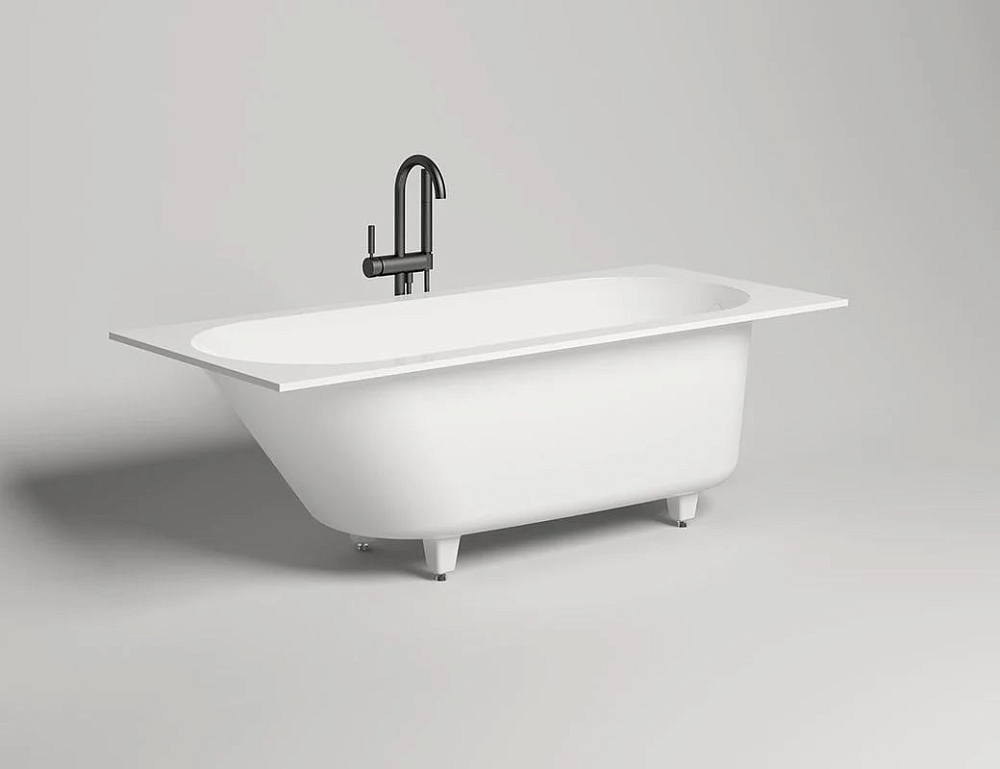 Ванна из искусственного камня Salini Ornella S-Stone 180x80 см, встраиваемая, матовая белая, на ножк