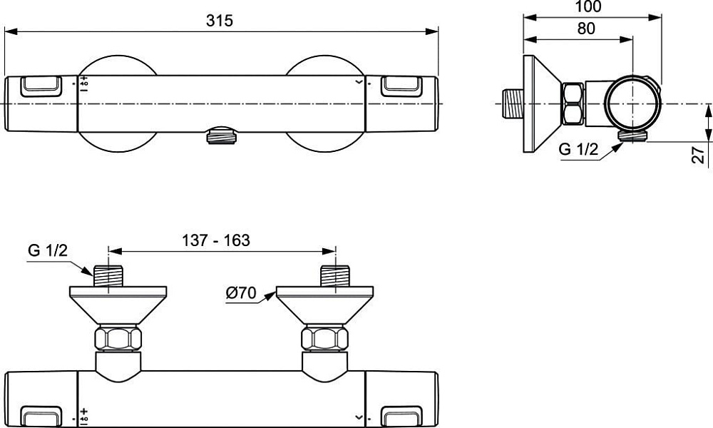 Термостатический смеситель Ideal Standard Ceratherm T25 A7201AA для душа