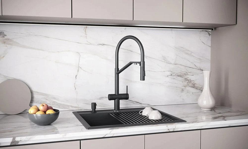 Смеситель для кухни Paulmark Zender Ze213155-BLM матовый черный