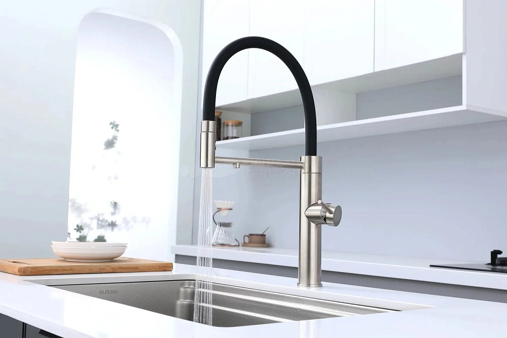 Смеситель для кухни Paulmark Ganymede Ga213199-BS с гибким изливом, брашированная сталь