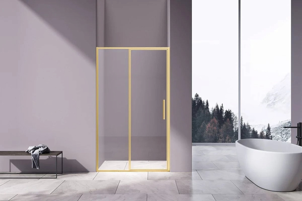 Душевая дверь Vincea Slim 8mm VDP-4SL120CLG, брашированное золото, стекло прозрачное