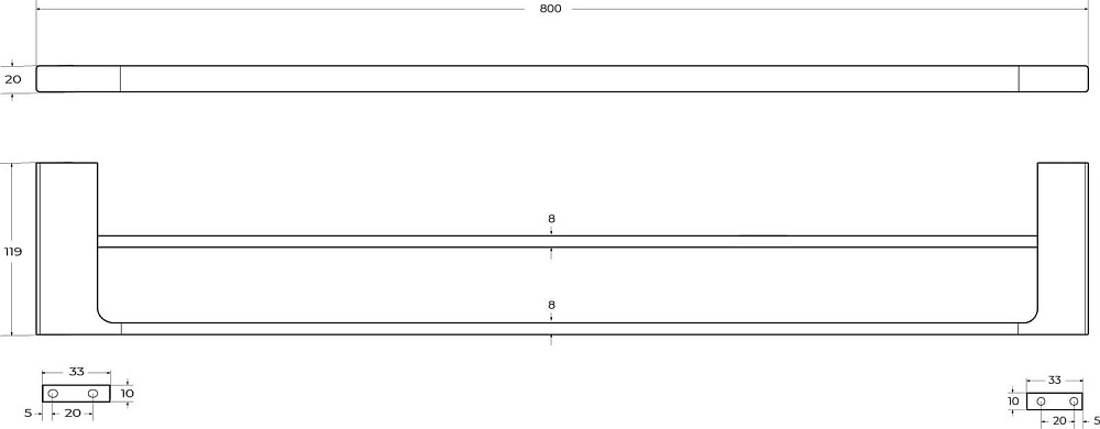 Полотенцедержатель Cezares Slider THD-80-IN сатин