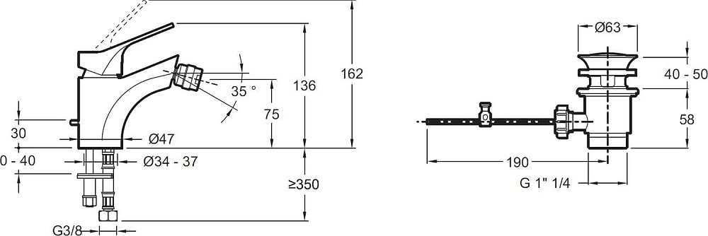 Смеситель для биде Jacob Delafon Brive E75763-4-CP