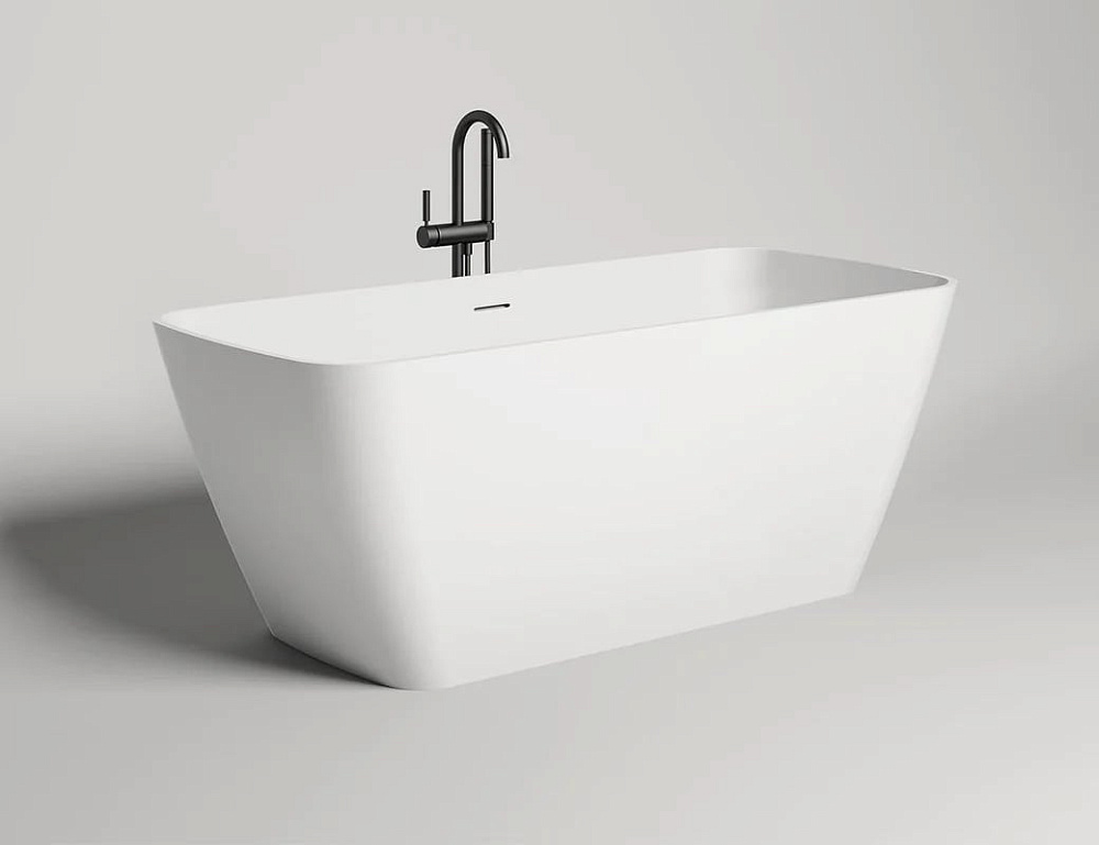 Ванна из искусственного камня Salini Agata S-Sense 180x80 см, отдельностоящая, белая, со сливом-пере