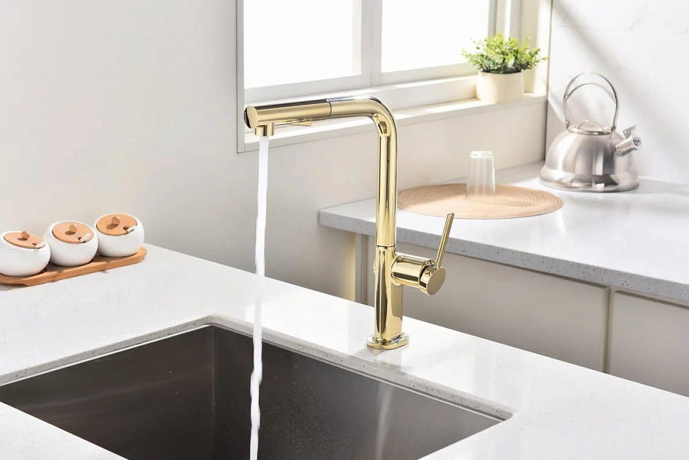 Смеситель для кухни Paulmark Neo Ne214419-G, золото