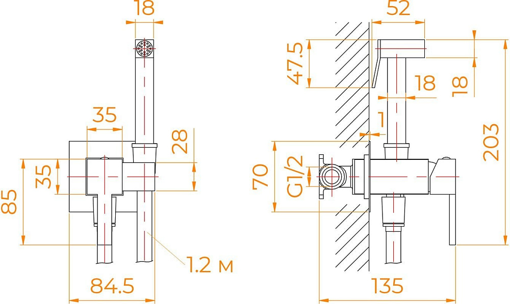 Гигиенический душ RGW Shower Panels SP-212B со смесителем, С ВНУТРЕННЕЙ ЧАСТЬЮ, черный