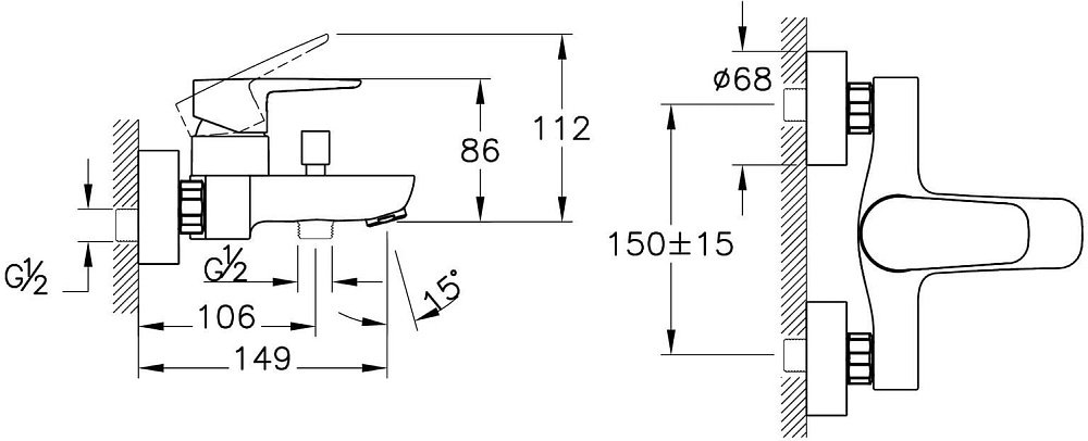 Смеситель для ванны с душем VitrA Flow Soft A4294636EXP, черный матовый