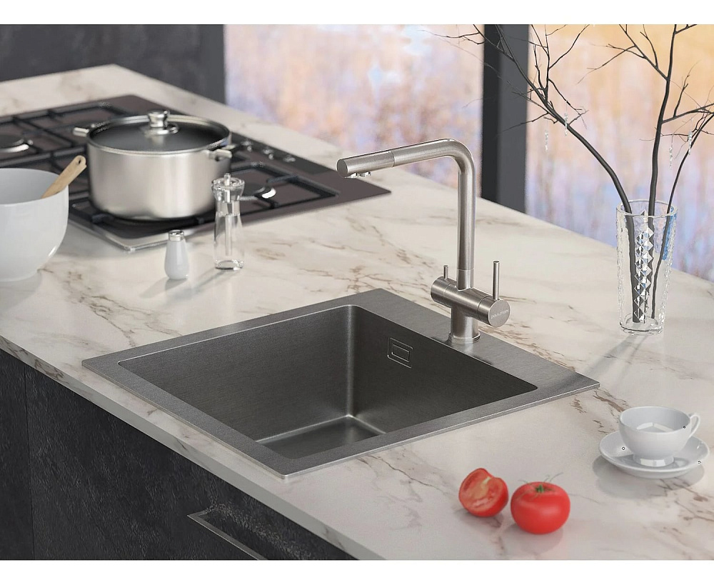 Смеситель для кухни Paulmark Skalen Sk213020-BS, брашированная сталь