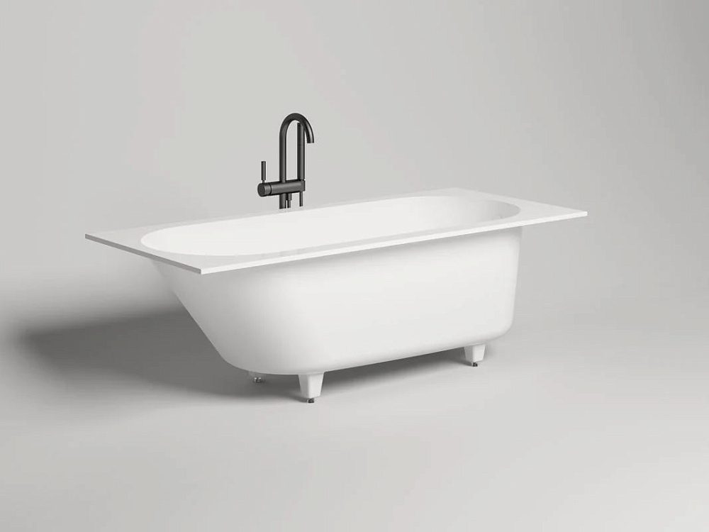 Ванна из искусственного камня Salini Ornella S-Sense 170x70 см, встраиваемая, матовая белая, на ножк