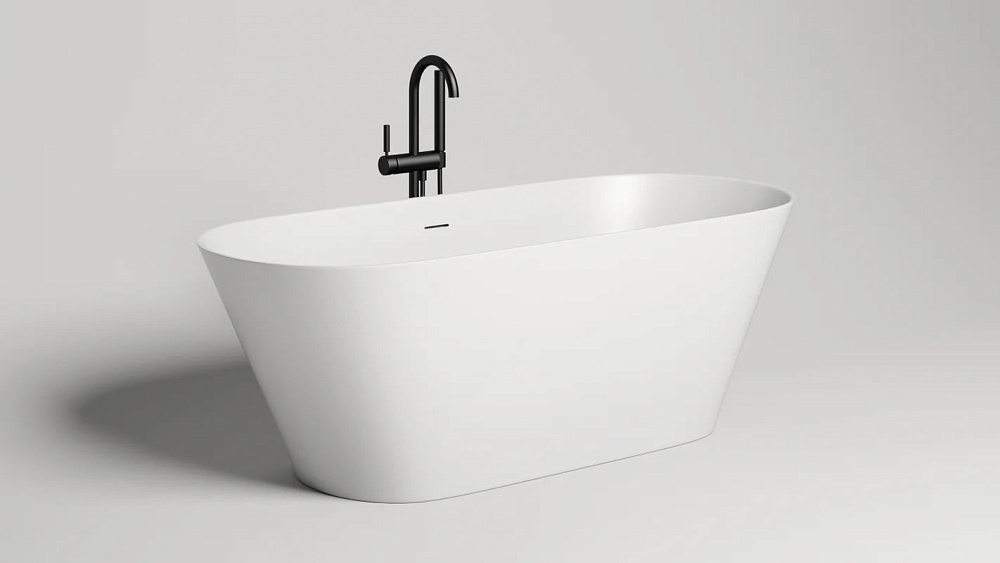 Ванна из искусственного камня Salini Mona S-Stone 170x70 см, отдельностоящая, матовая белая, овальна