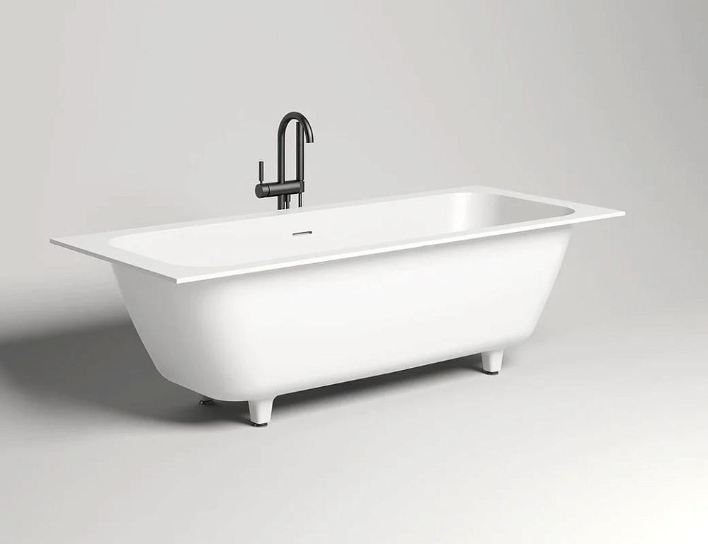 Ванна из искусственного камня Salini Orlanda Axis Kit S-Sense 190x80 см, встраиваемая, матовая белая