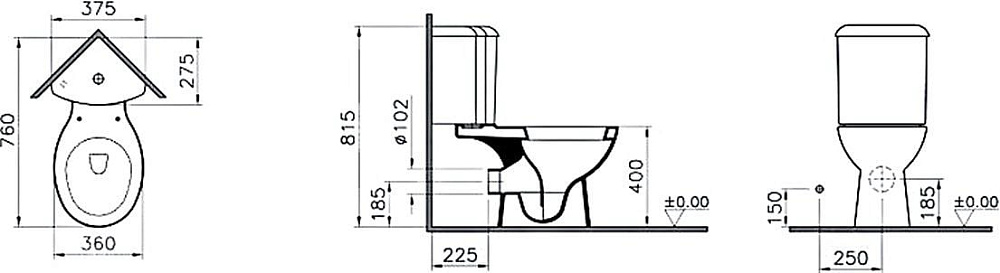 Унитаз-компакт напольный VitrA Arkitekt 9754B003-7201