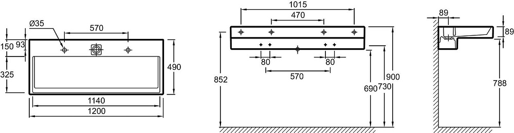Мебельная раковина Jacob Delafon Terrace EXB9112-00 120 см с подсветкой
