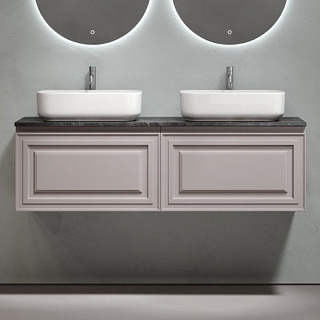 Тумба с раковиной Sancos Very 160 doha soft, столешница черный мрамор TT160A1X, раковина CN5043