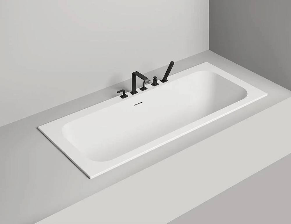 Ванна из искусственного камня Salini Orlanda Axis Kit S-Sense 190x80 см, встраиваемая, матовая белая