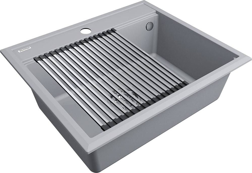 Мойка кухонная Paulmark Stepia + Step PM115951-GRS+R375-BS серый дым
