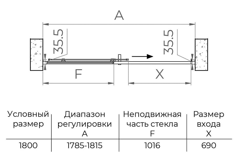 Душевая дверь в нишу RGW Passage PA-017-B 180х195, профиль черный